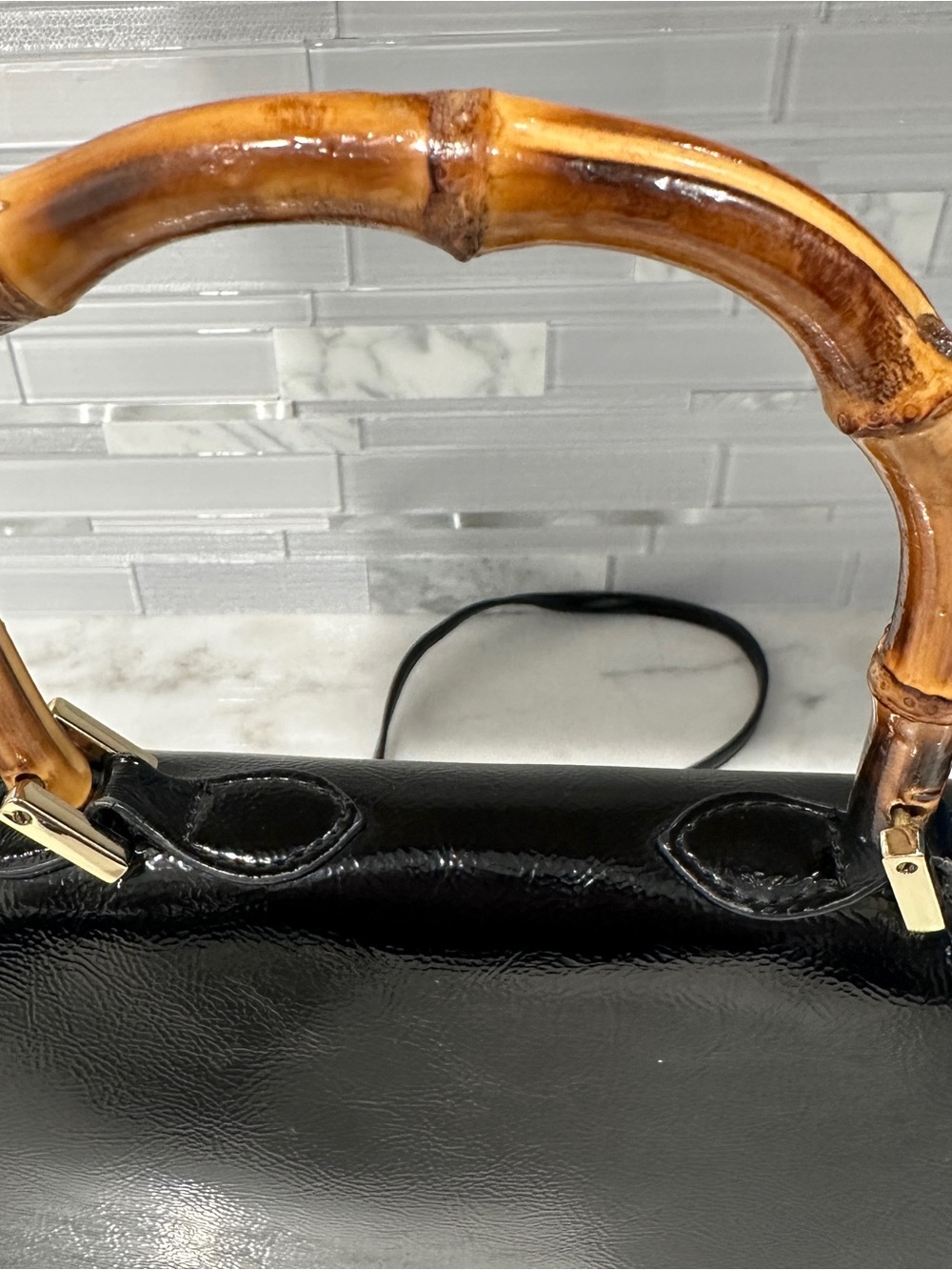 Urban Outfitters Black Crossbody Bag w/ Bamboo Handle – Chic & Compact - Picture 5 of 10